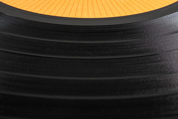 close-up of a black retro record surface