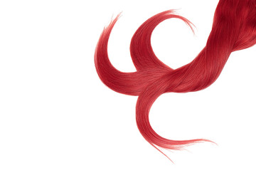 Red natural hair on white background