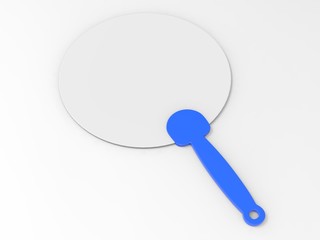 Blank Hand Held Plastic Fan for branding. 3d render illustration.