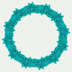 Frame for a photo or a mirror. Leaf motif. Green color. White background. Illustration. 3d render. 