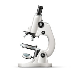 Vector realistic school laboratory microscope isolated on white background.