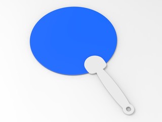 Blank Hand Held Plastic Fan for branding. 3d render illustration.