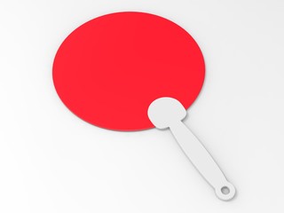 Blank Hand Held Plastic Fan for branding. 3d render illustration.