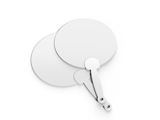 Blank Hand Held Plastic Fan for branding. 3d render illustration.