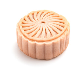 pink color modern style Chinese mooncake to celebrate the Middle Autumn Day on white