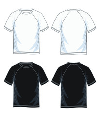 Raglan t shirt for men, front look and back,