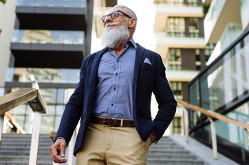Senior hipster with stylish beard portraits