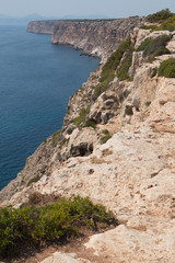 Fototapeta na wymiar Coastline near the lighthouse Far de Cap Blanc on Mallorca 