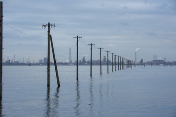 Obraz premium 江川海岸の海中電柱