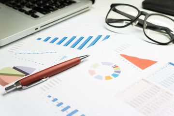 FINANCIAL SERVICE concept as concept. The charts and summary number shows about "Business statistics and Analytics value" for many market as Forex, Commodities, Equities, Fixed Income Markets.