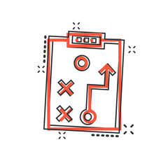 Vector cartoon tactical plan document icon in comic style. Strategy concept illustration pictogram. Document business splash effect concept.