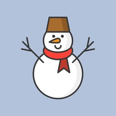 snowman, filled outline icon for Christmas theme
