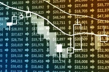 Charts of financial instruments with various type of indicators including volume analysis for professional technical analysis on the monitor of a computer. Fundamental and technical analysis concept.