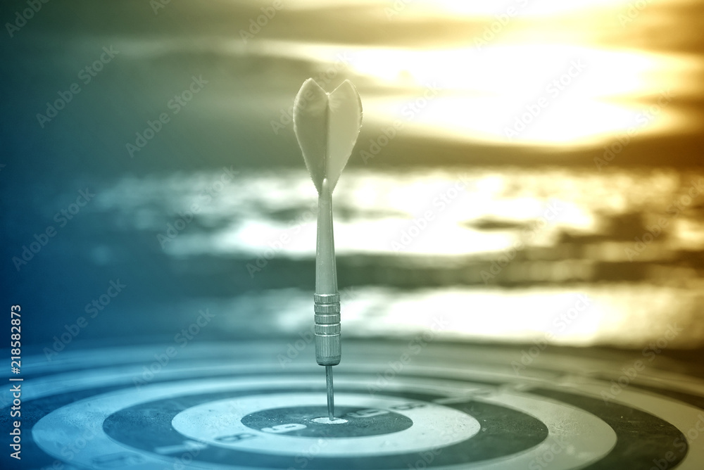 Poster bullseye is a target of business. dart is an opportunity and dartboard is the target and goal. so bo
