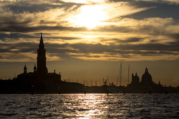 Sunset view of San Giorgio Maggiore in Venice