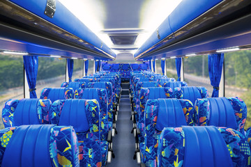 Empty passenger seats in the tour bus © Creativa Images