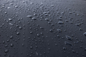 Water drops on a waterproof surface