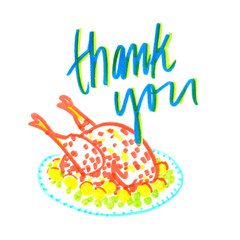 Thanksgiving turkey with hand written words 