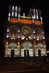 Church on Jean Medcian in Nice illuminated