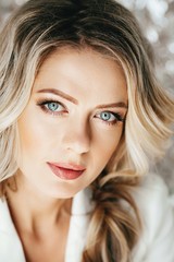 Naklejka premium Photo of beautiful young girl. Natural female beauty.