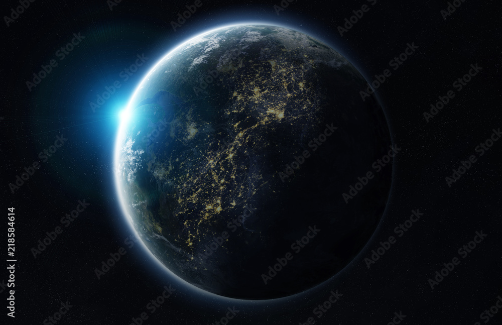 Poster Distant planet system in space with exoplanets 3D rendering elements of this image furnished by NASA