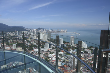 View of the harbour of George Town from the 66th Floor of the Komtar Tower