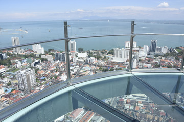 View of the harbour of George Town from the 66th Floor of the Komtar Tower