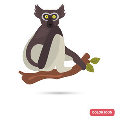 Indri lemur color flat vector icon