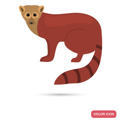 Fototapeta na wymiar Madagascar ring-tailed mungo color flat icon