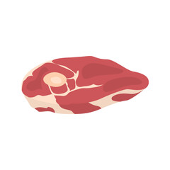 Steak piece witn bone vector icon. Color flat design