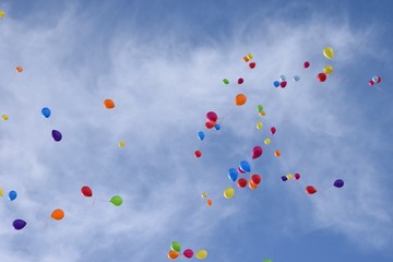 Ballon Released into the blue sky with some clouds