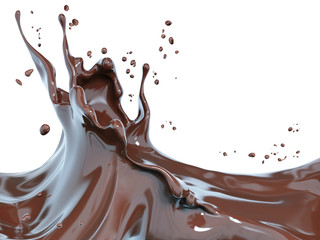 Splash chocolate isolated illustration 3d rendering