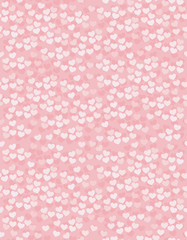 Delicate Pink and White Hearts Vector Pattern. Pink Background. Soft Pastel Colors.