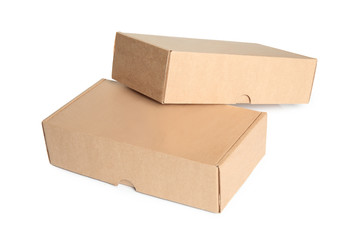 Two cardboard boxes on white