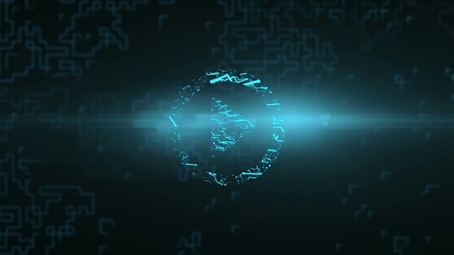 Logo animation play. Bright energy neural network