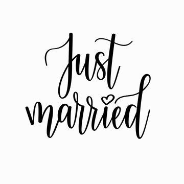 Just Married Vector Romantic Wedding Calligraphy Design