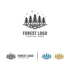 Fototapeta na wymiar Simple Flat Pine Forest logo designs concept vector, Line Pine Tree logo template