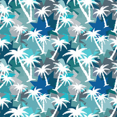 Seamless pattern with coconut palm trees