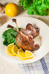 Duck legs confit with orange and salad