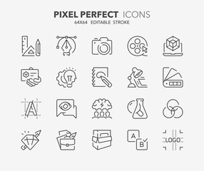 creative process thin line icons