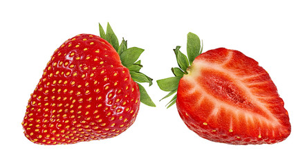 Fresh strawberry isolated on white background with clipping path