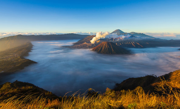 Bromo Volcano Sunrise Landmark Mountain Nature Travel Place Of Indonesia