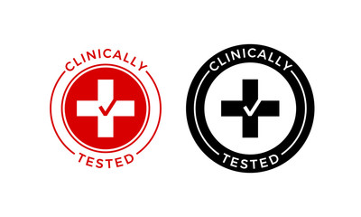 Clinically tested vector medical cross check icon