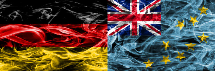 Germany vs Tuvalu smoke flags placed side by side. German and Tuvalu flag together