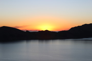 Fototapeta na wymiar Sunset in Isla del Sol (Bolivia)