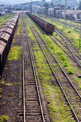 Obraz premium Railway freight transport, tanks, wagons.