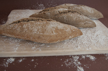 rye bread on a cutting Board