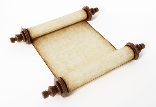Old scroll isolated on white background. 3D illustration