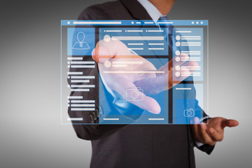 Web page browser of Social media Page VR Interface on the laptop computer.