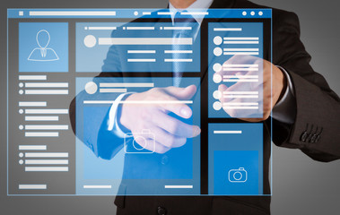 Web page browser of Social media Page VR Interface on the laptop computer. © everythingpossible